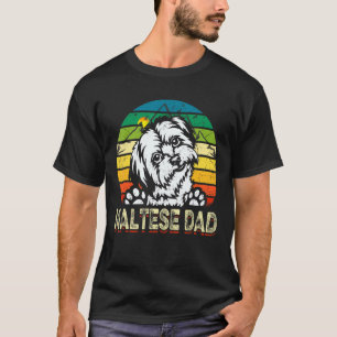 Mens Dog Dad Retro Best Maltese Dog Dad Ever Fathe T-Shirt