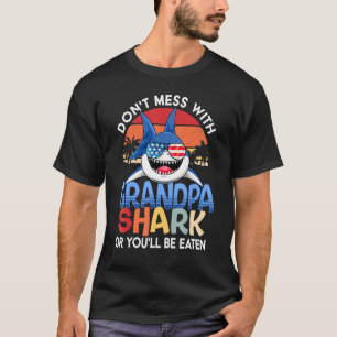 Mens Dont Mess With Grandpa Shark Family Matching T-Shirt