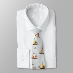 Men's Dream Boats Grey Neck Tie