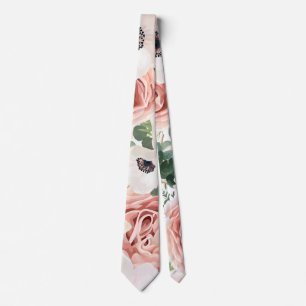 Mens Dress Tie Geometric Garden Rose Anemone Rusti