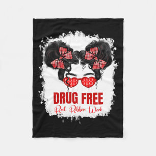 Mens Drug Bleached Messy Run Red Ribbon Week Fleece Blanket
