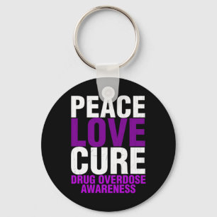 Mens Drug Overdose Awareness Peace Love Cure End A Key Ring