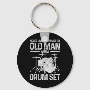 Mens Drummer Gift Never Underestimate An Old Man W Key Ring