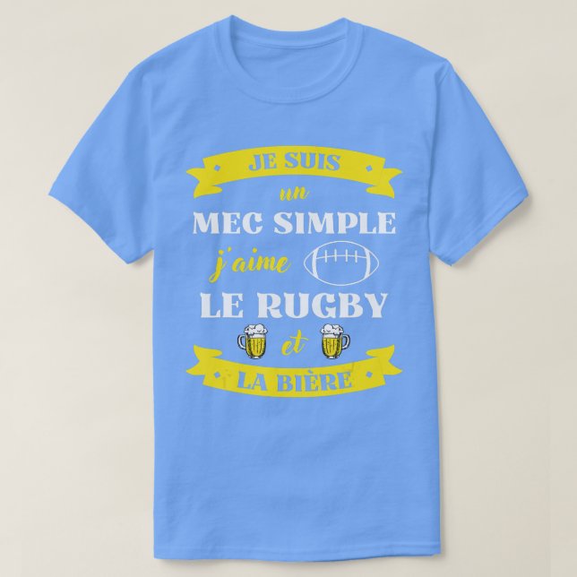 Mens Dude simple rugby beer humour rugby men gift  T-Shirt (Design Front)