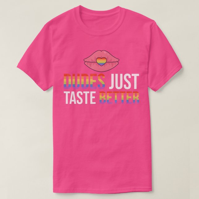 Mens Dudes Just Taste Better Gay Couple Pride Mont T-Shirt (Design Front)