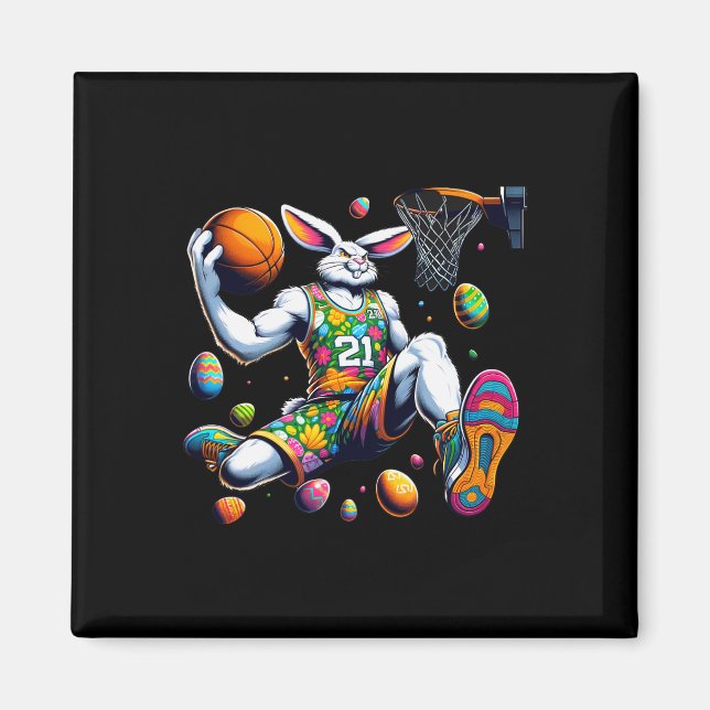 Mens Dunk Easter Bunny Bysketbyll Tee Gift Boys Ki Magnet (Front)