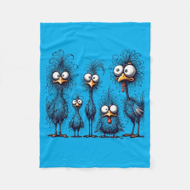 Mens Eagerlys Colourful Funny Chicken Art Crazy Fleece Blanket (Front)