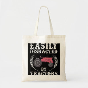 Mens Easily Distracted by Tractors Farmer Tote Bag