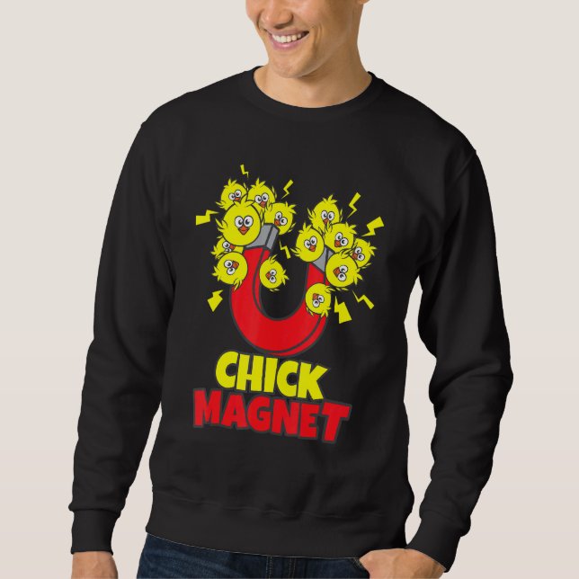 Mens Easter Boys Chick Magnet Yellow Chicks Dig Me Sweatshirt (Front)