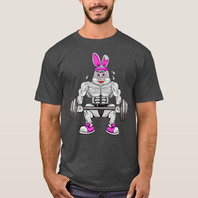 Mens Easter Deadlifting Bunny Gym Workout T T-Shirt (Front)