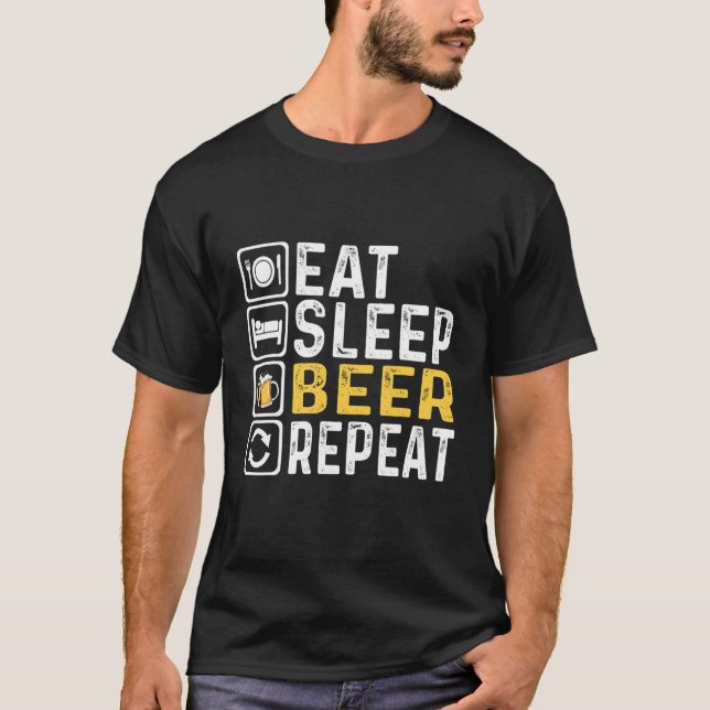 Mens Eat sleep beer repeat T-Shirt (Front)