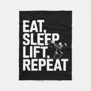 Mens Eat Sleep Lift Repeat Weightlifting Gym Fitne Fleece Blanket