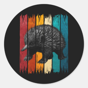 Mens Echidna Retro Performance Classic Round Sticker