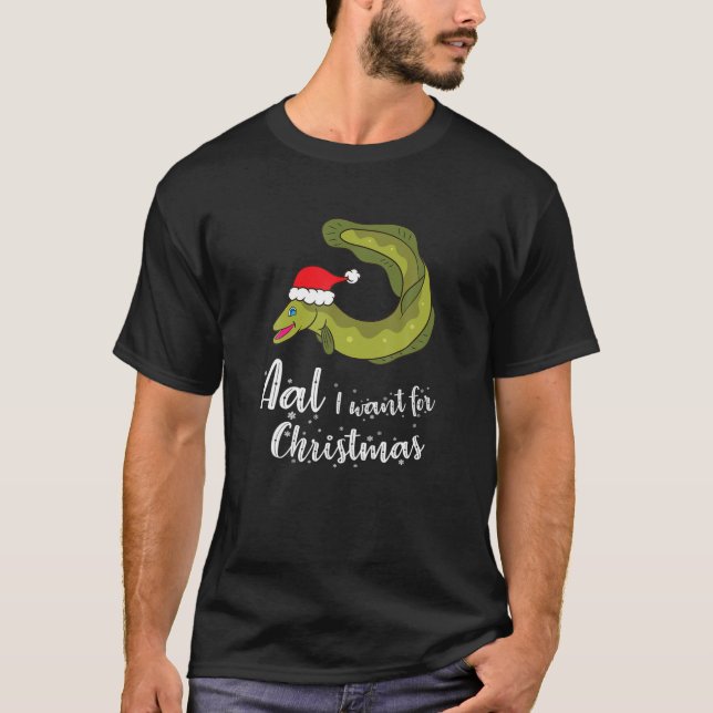 Mens Eel I Want For Christmas Fishing Gift Christm T-Shirt (Front)