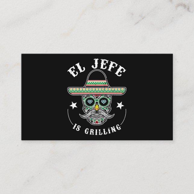 Mens El Jefe Is Grilling Stand Back Funny Mexican  Business Card (Front)