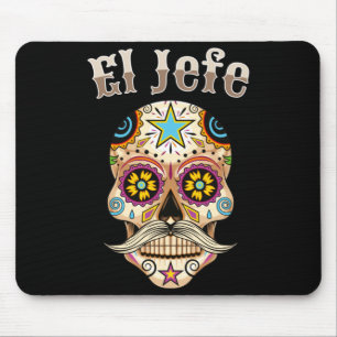 Mens El Jefe Sugar Skull Men Dia De Los Muertos El Mouse Pad