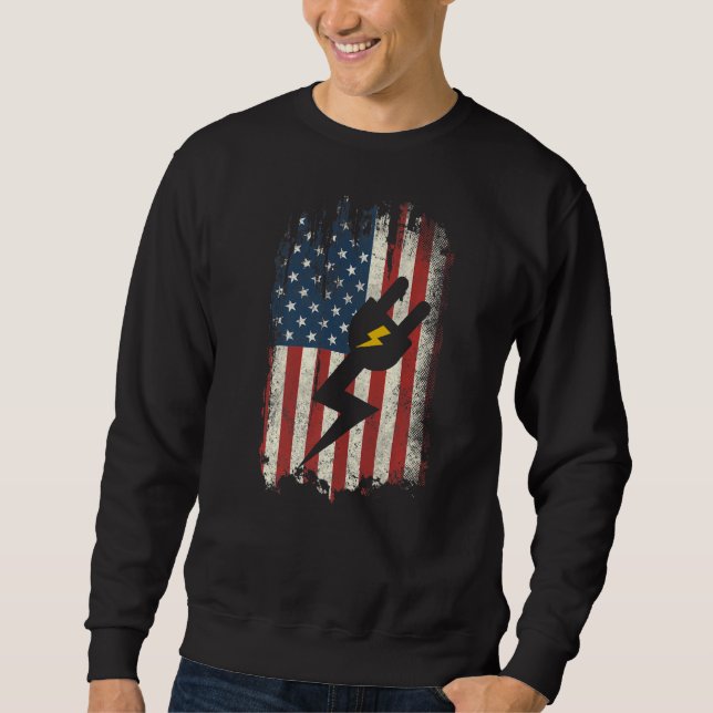 Mens Electric Cable Engineering Electrician Americ Sweatshirt (Front)