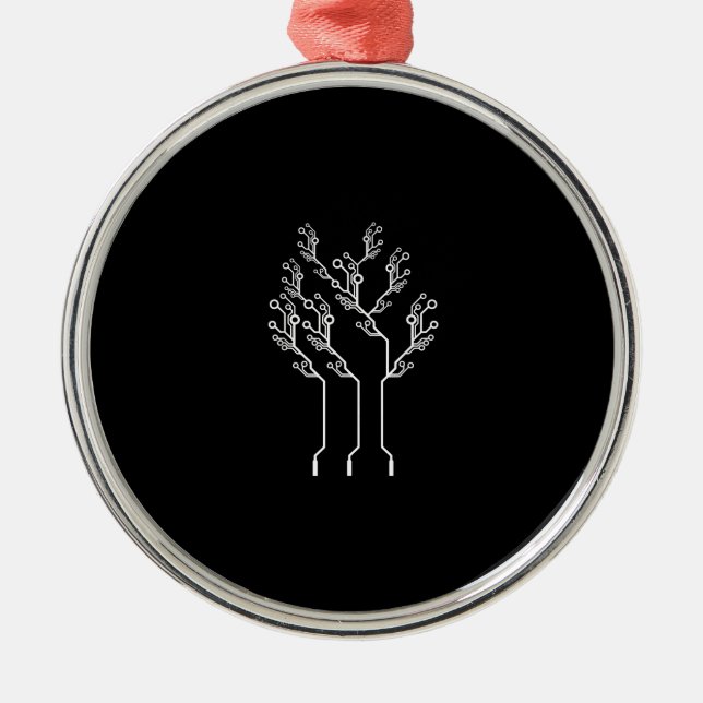 Mens Electrician Electrical Engineer Computer Nerd Metal Tree Decoration (Front)