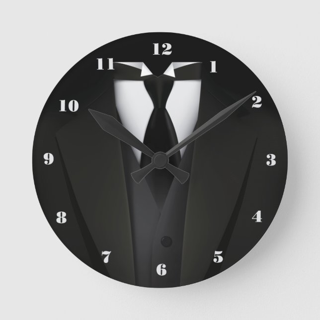 Men's Elegant Black Suit Wall Clock (Front)