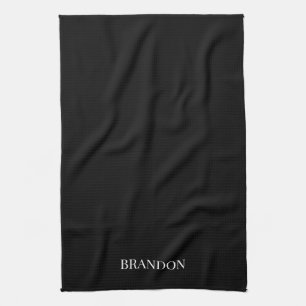Men's Elegant Black White Name Modern Simple Chic Tea Towel