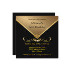 Men's Elegant Gold Black 60th Brithday Invitations