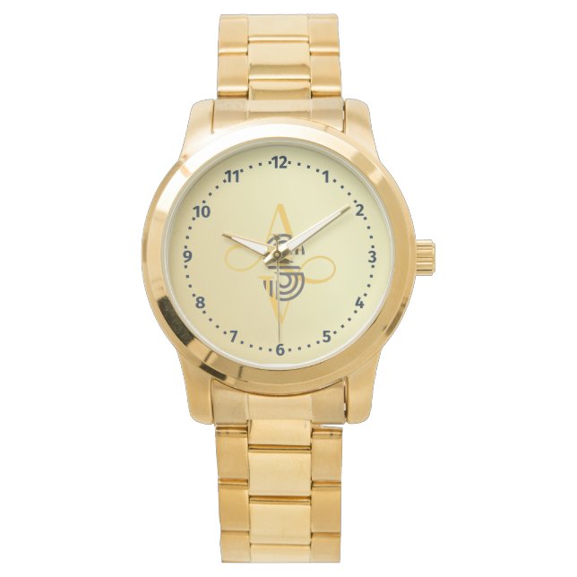 Men's Elegant Gold Oversized Bracelet Classic  Watch (Front)