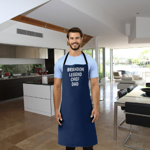 Men's Elegant Navy Blue Modern Simple Dad Chef Apron