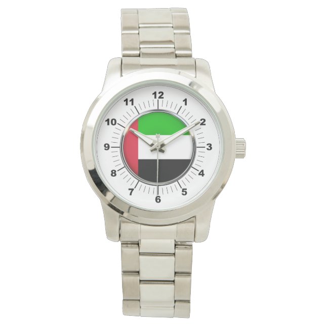 Men's Emirates Flag Oversized Silver Watch (Front)