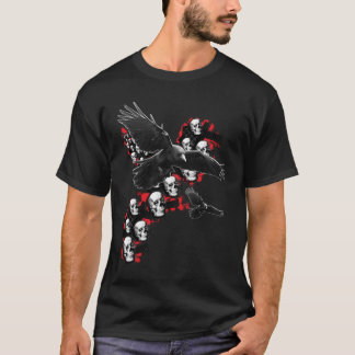 Mens Emo guys Goth music Crows in flight Skull T-Shirt