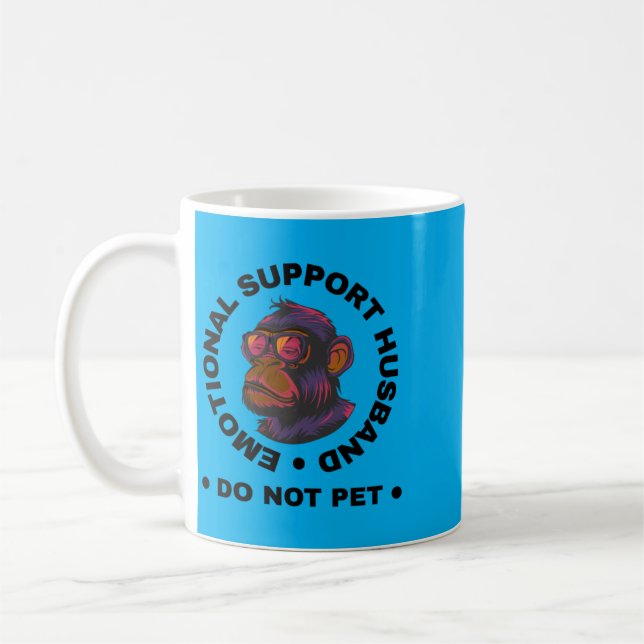 Mens Emotional Support Husband Do Not Pet Monkey Coffee Mug (Left)