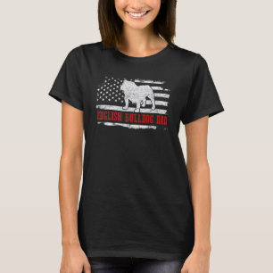 Mens English Bulldog Dad Distressed American Flag T-Shirt