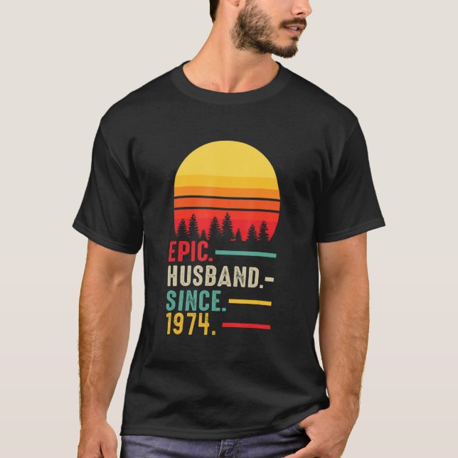 Mens Epic Husband Since 1974, Happy Anniversary T-Shirt (Front)