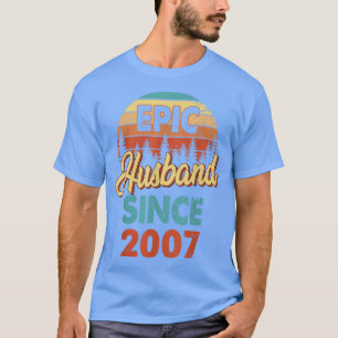 Mens Epic Husband Since 2007 15 Years Wedding Anni T-Shirt