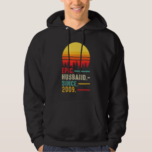 Mens Epic Husband Since 2009, Happy Anniversary Hoodie
