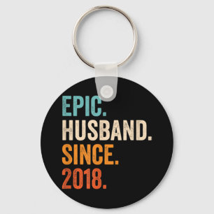 Mens Epic Husband Since 2018 wedding anniversary Key Ring
