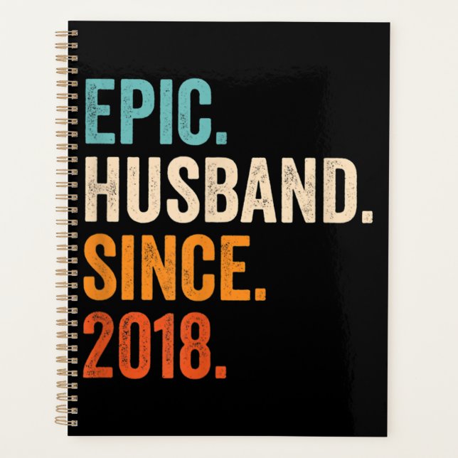 Mens Epic Husband Since 2018 wedding anniversary Planner (Front)