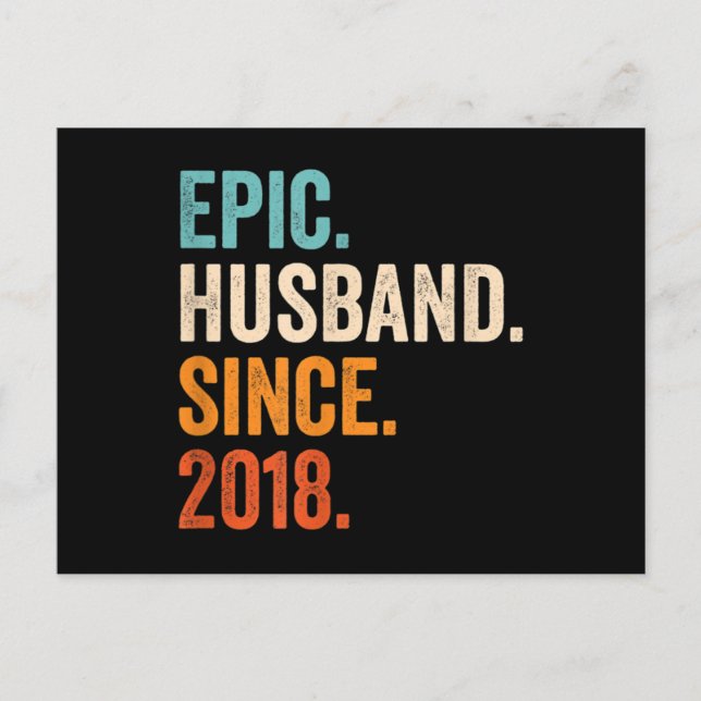Mens Epic Husband Since 2018 wedding anniversary Postcard (Front)