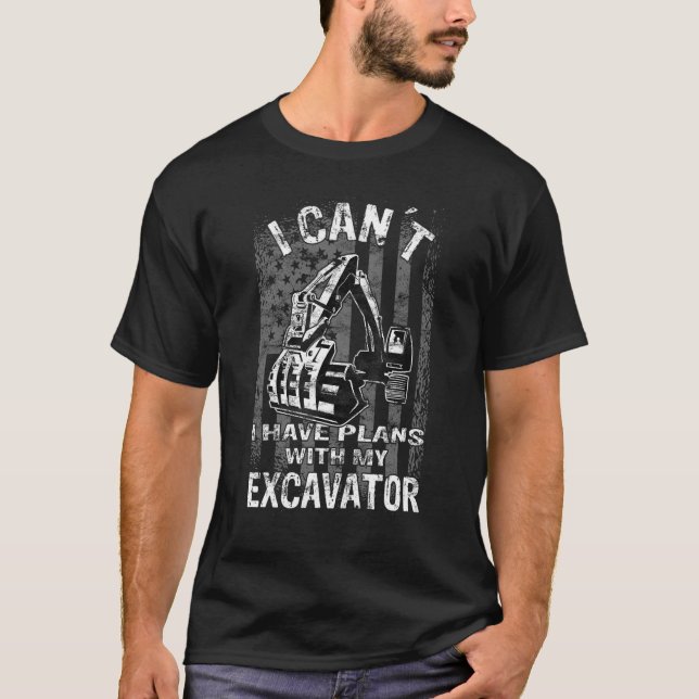 Mens Excavator Construction Worker Digger Backhoe  T-Shirt (Front)