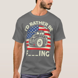 Mens Farmer  Boy Funny I'd Rather Be Farming Vinta T-Shirt