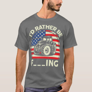 Mens Farmer Boy Funny I'd Rather Be Farming Vinta T-Shirt