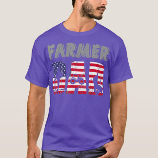 Mens Farmer Dad Farmm Farming American 4th Of T-Shirt