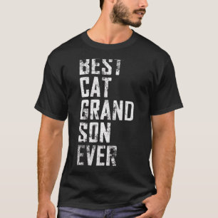 Mens  Father Day Best Cat Grandson Ever Vintage T-Shirt