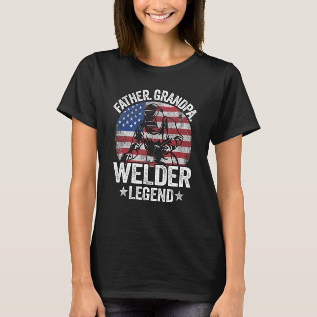 Mens Father Grandpa Welder Legend American Flag Vi T-Shirt (Front)