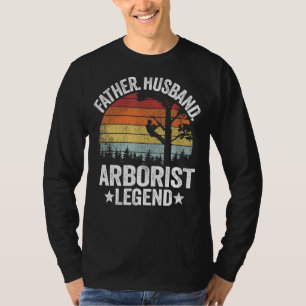 Mens Father Husband Arborist Legend Tree Climbing T-Shirt