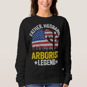 Mens Father Husband Arborist Legend Us American Fl Sweatshirt