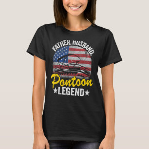 Mens Father Husband Pontoon Captain Dad American F T-Shirt