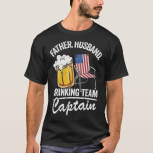 Mens Father Husband Usa Drinking Team Captain Beer T-Shirt