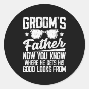 Mens Father Of The Groom Wedding Costume Grooms Fa Classic Round Sticker