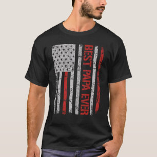 Mens Father s Day Best Papa Ever With US American T-Shirt
