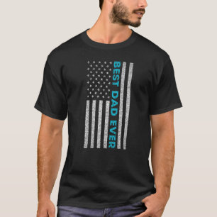 Mens Father's Day Best Dad Ever USA American Flag  T-Shirt